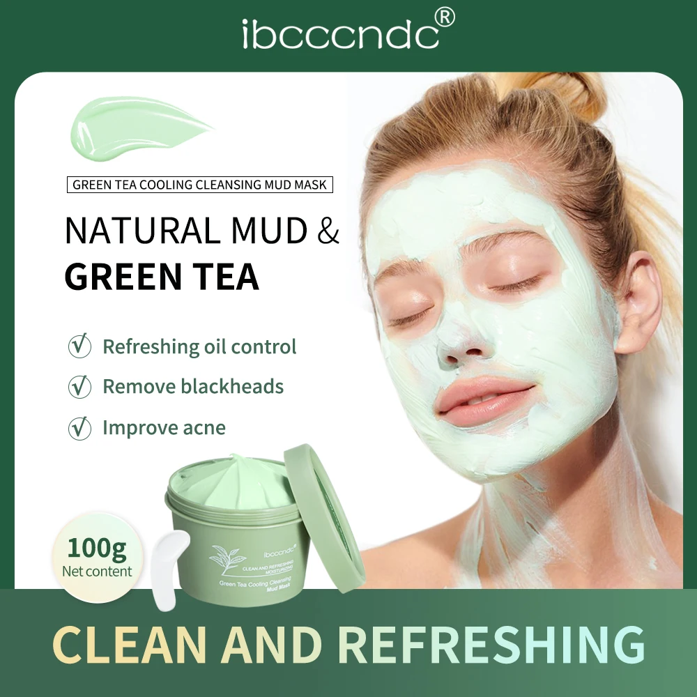 

Face Mask 100g Green Tea Ice Muscle Mud Mask Deep Cleansing Remove Blackheads And Shrink Pores Mask Facial Skin Care Products