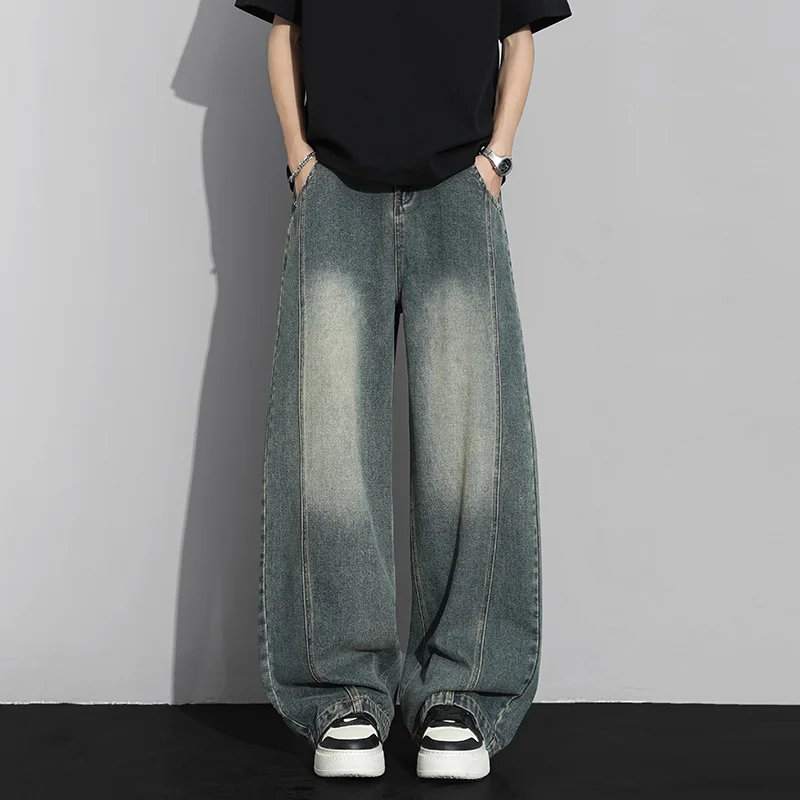 American Retro Loose Fit Straight Wide Leg Trousers Men S Jeans Man Pants Fashion Denim Comfy Relaxed Cut Long Pants Streetwear