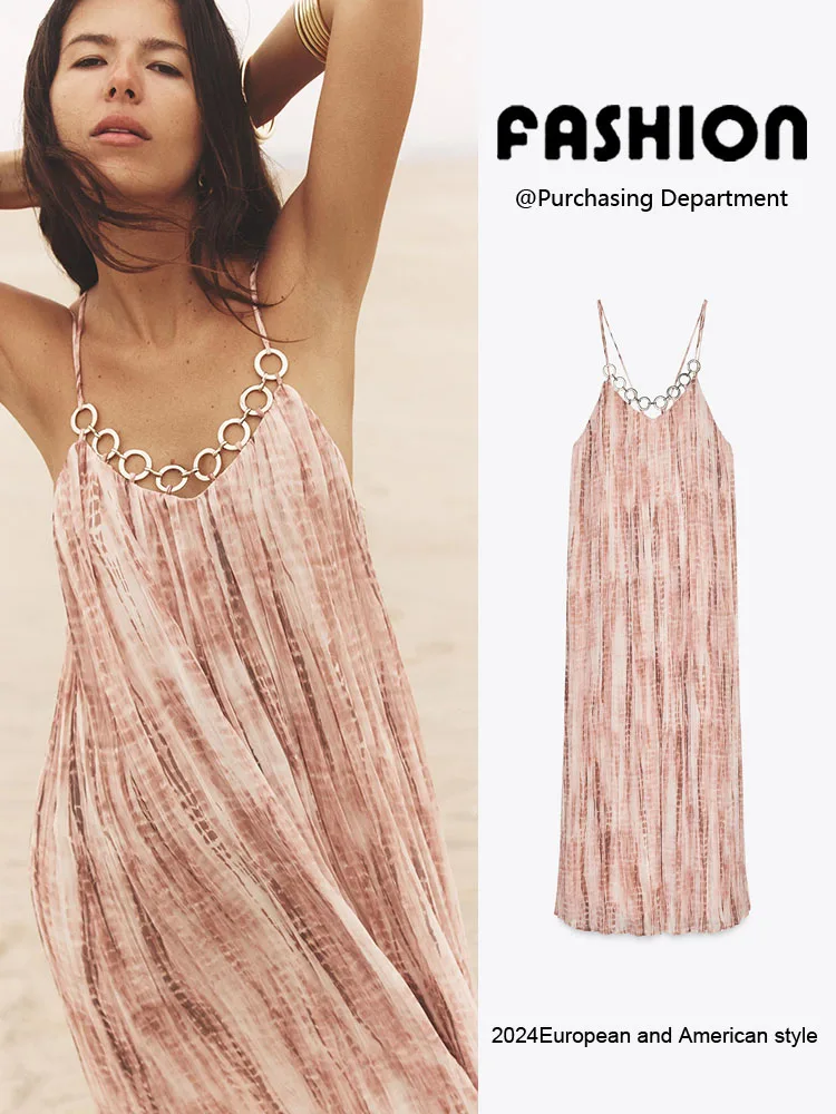 

Summer New Arrival Sexy Bal V-Ne Tie Dye Wrap Dr Women's Strap Dr ZA2025 Ethnic Stage Costume Ladies Faion