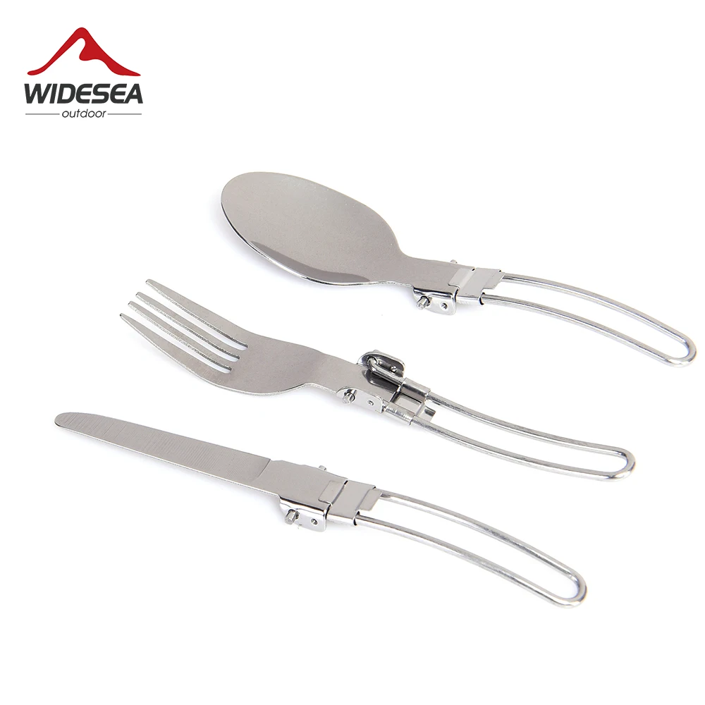 Fork Spoon 3 Pcs 1 Flatware Portable Outdoor Camping Travel Picnic Dining Foldable Stainless Steel Cutlery Set Kitchen Tableware