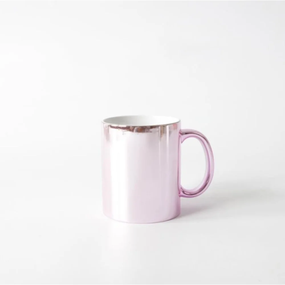 11oz White Ceramic Sublimation Coffee Mug Blank Pink Golden DIY Coffee Tea Cup