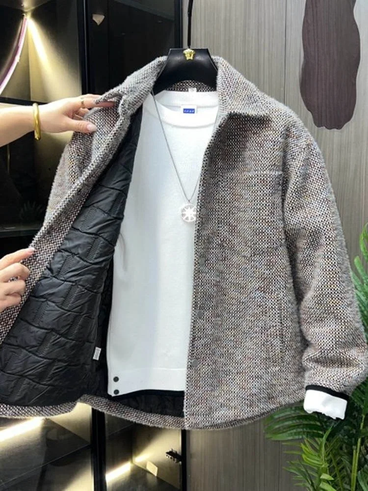 

Winter Men's Cotton Jaet Loose Fit Warm Knitted Faionable Korean Sle Zipper Closure Long Sve Casual Outerwear