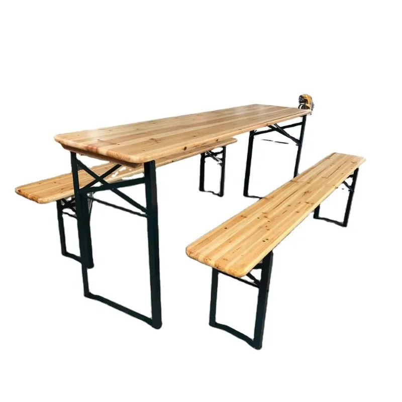 YTYIN Mobília ao ar livre dobrável de madeira para acampamento, piquenique, mesa e banco de cerveja CNLF