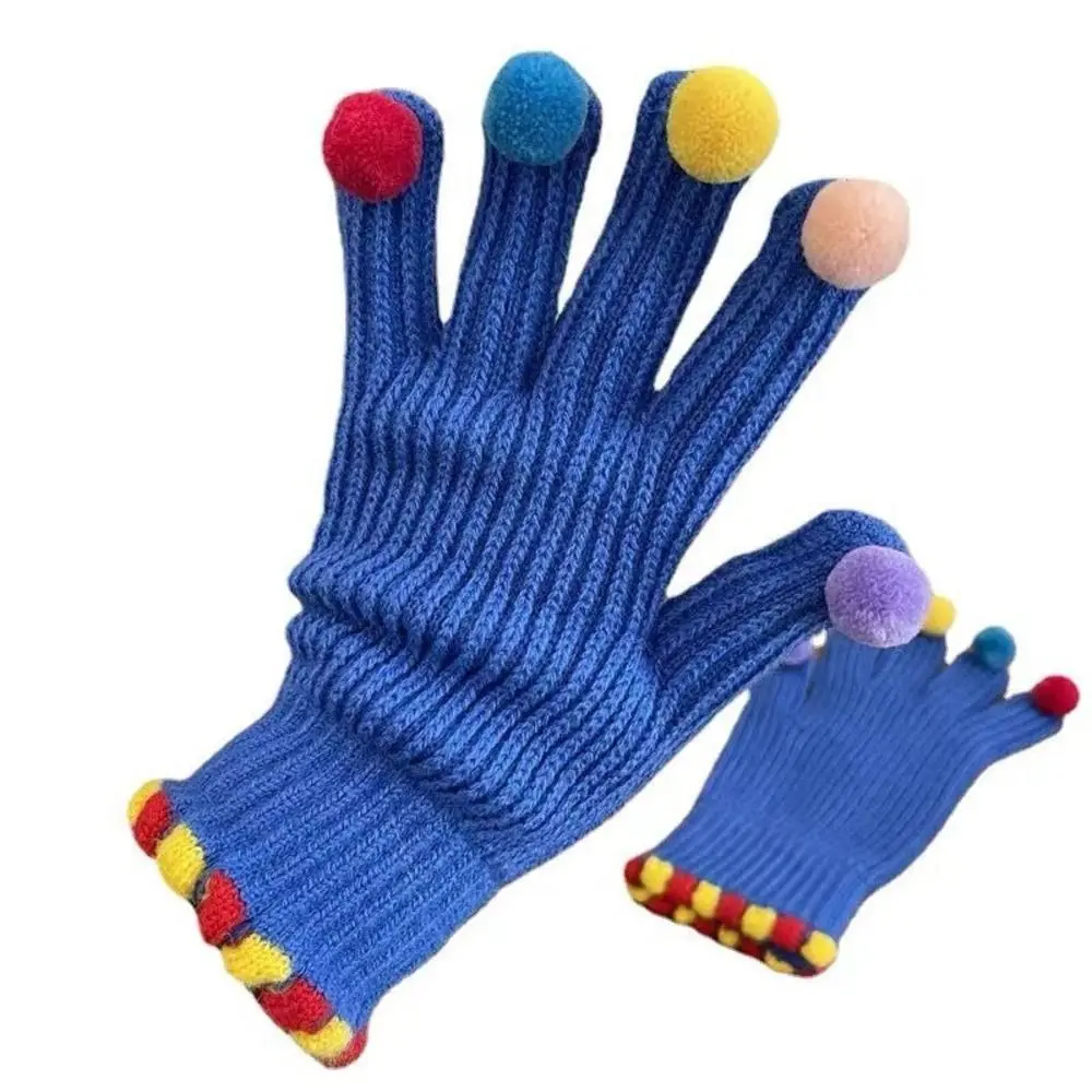 Warm Candy Pom Pom Knit Gloves Cycling Hand Warmers Winter Cold Proof Knitted Gloves Thermal Knitted