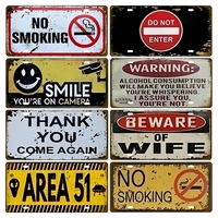 Toile Smile Welcome WIFI License Plate Store Wall Decor Restrooms Tin Sign Vintage Road Guide Metal Sign Plaques Poster