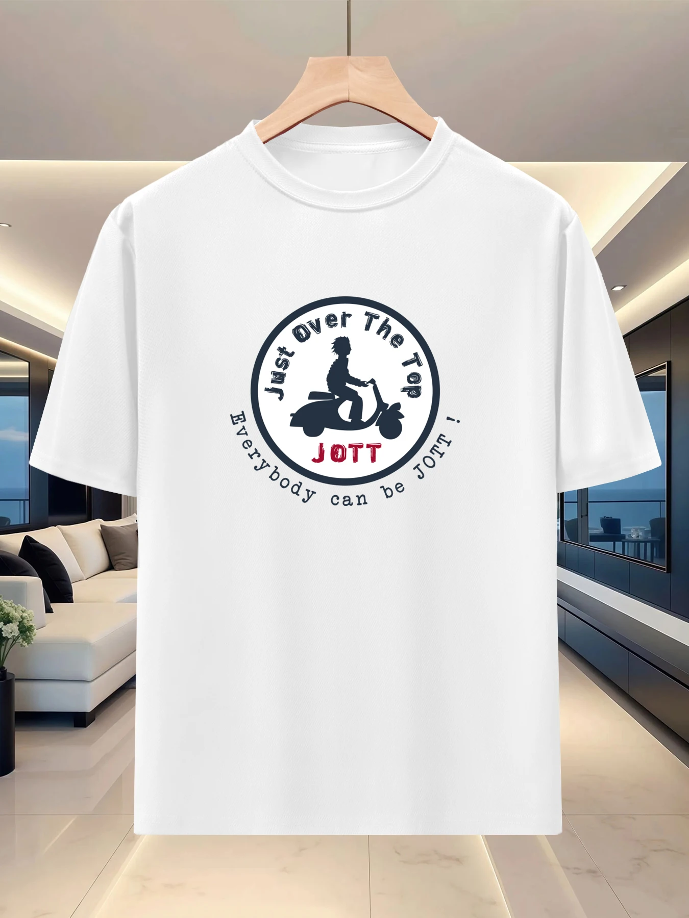 Men's summer round-neck short-sleeved fashionable casual shared bike pattern printed comfortable and breathable sports T-shirt