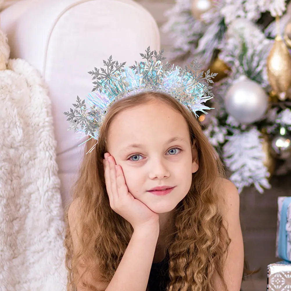 3Pcs Glitter Snowflake Headband Women Xmas Party Hairband Decorative Headband for Christmas Hair Accessories Stylish