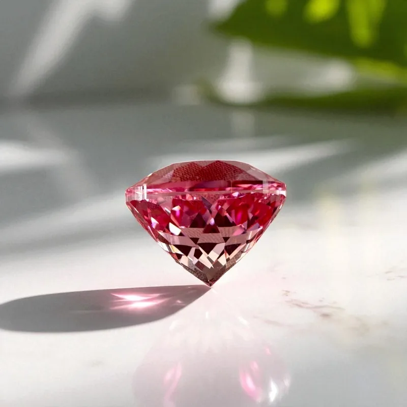 Laborgezüchteter Saphir, runder Schliff, Sonnenaufgangsrosa, loser Edelstein, wählbares Zertifikat, bestanden bei Diamantprüfer, für die Schmuckherstellung – Detail 6