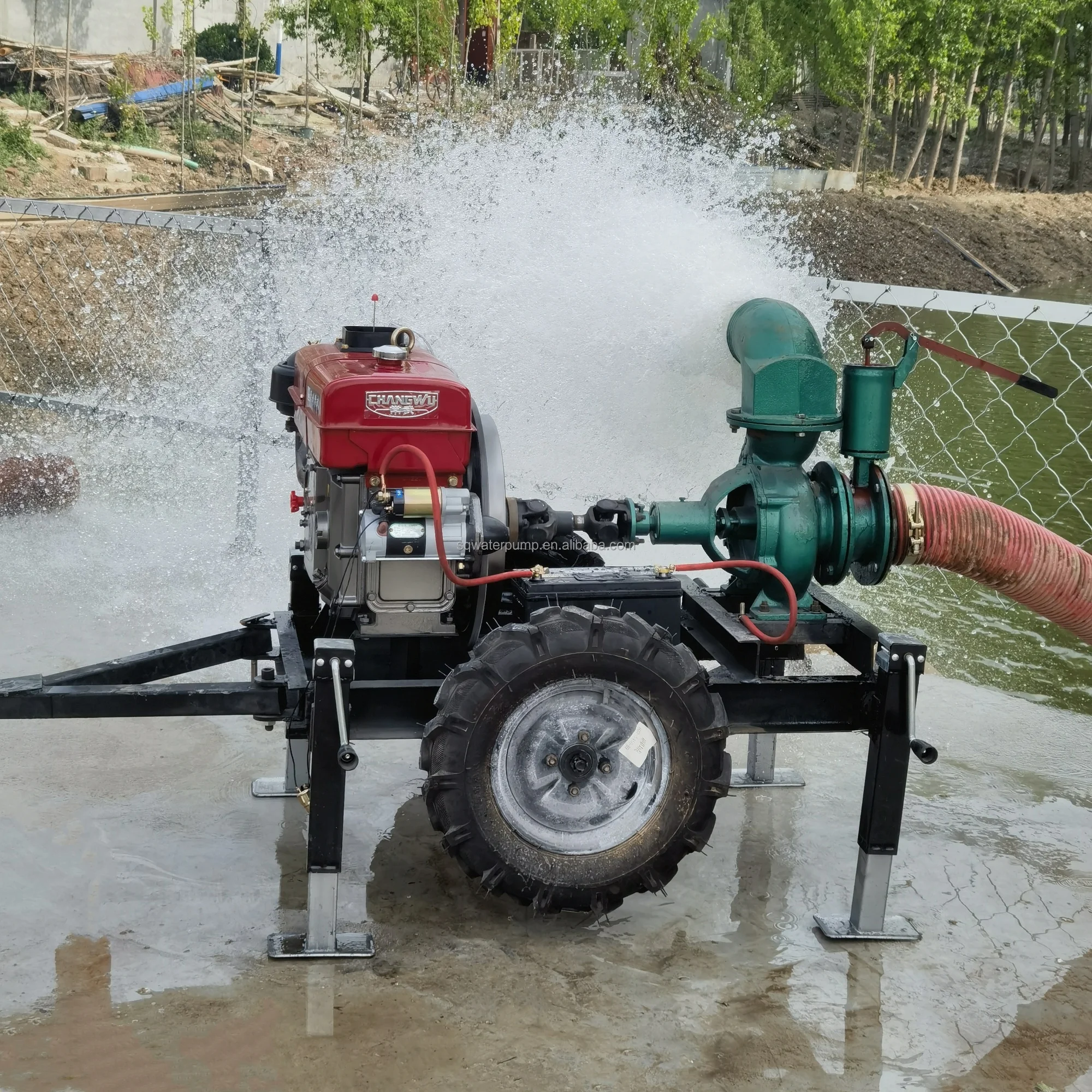 6 Inch 18hp Large Flow Diesel Engine Pump Mobile Water Pump Set