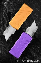 Exocet OTF Utility Knife Paper Knife Wallpaper Cutter EDC Replaceable SK5 Blades CNC Aluminum Alloy Handle Pocket Knife