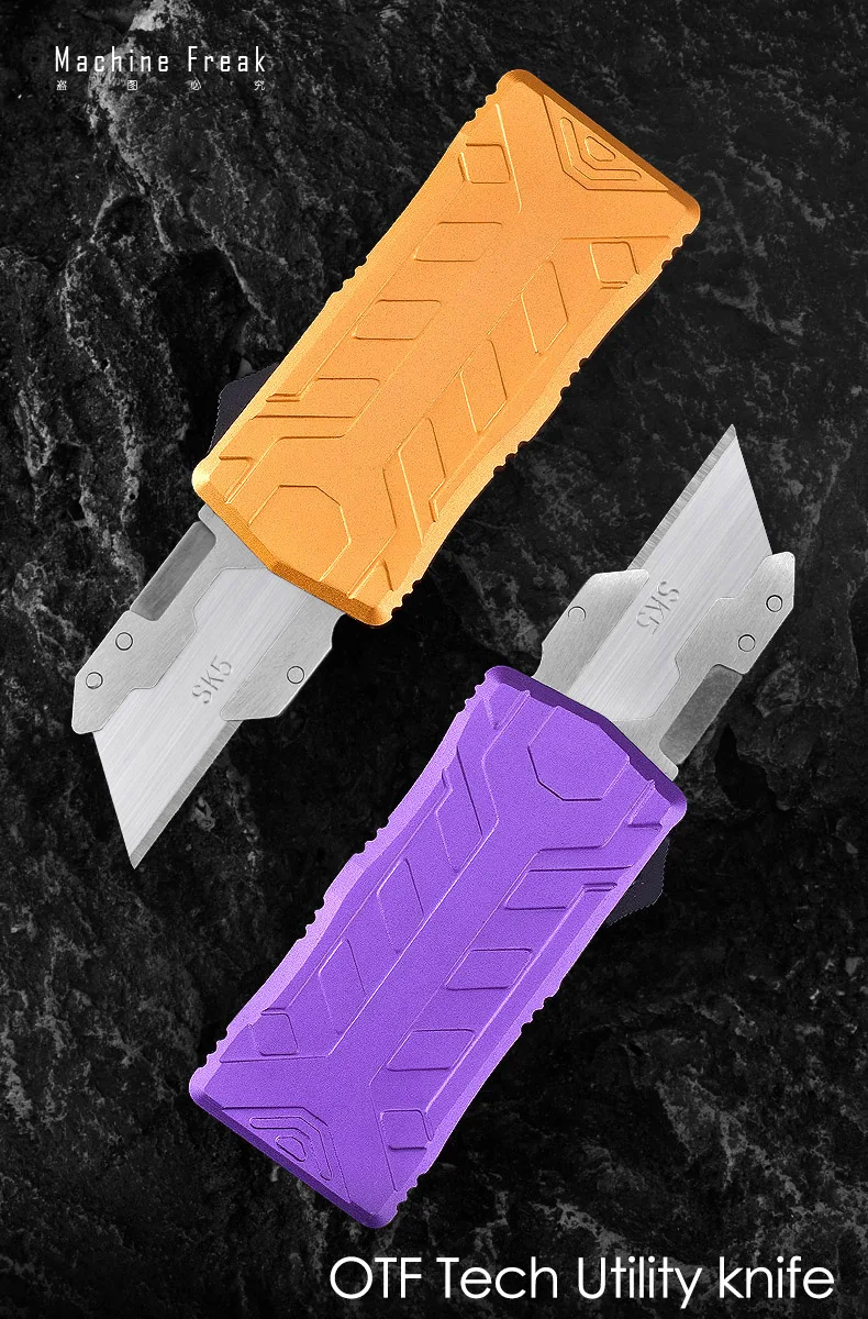 pocket knife com alca de liga de aluminio exocet otf utility paper knife wallpaper cutter edc substituivel sk5 laminas cnc 01