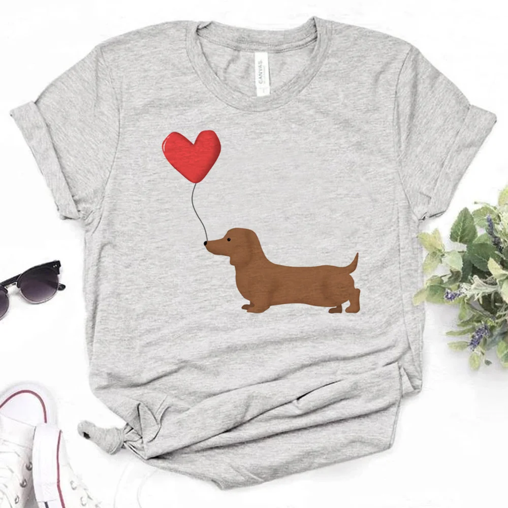 Dachshund t shirt women summer comic Y2K top girl comic clothes