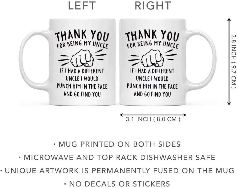 Best Uncle Gifts - Thank You For Being My Uncle Funny Coffee Mugs - Father's Day Birthday Christmas Gifts From Niece & Nephew