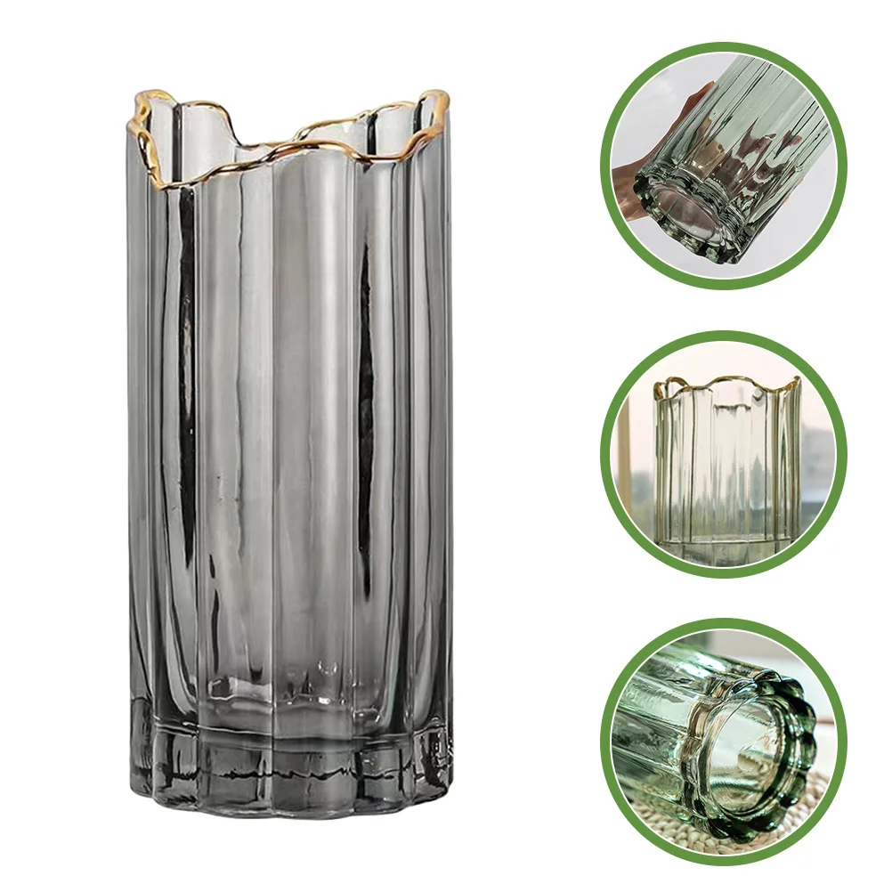 

Wave Mouth Glass Flower Vase Compact Decorative Hydroponics Bottle for Desktop Balcony Plants Glass Vase Flower Bottle