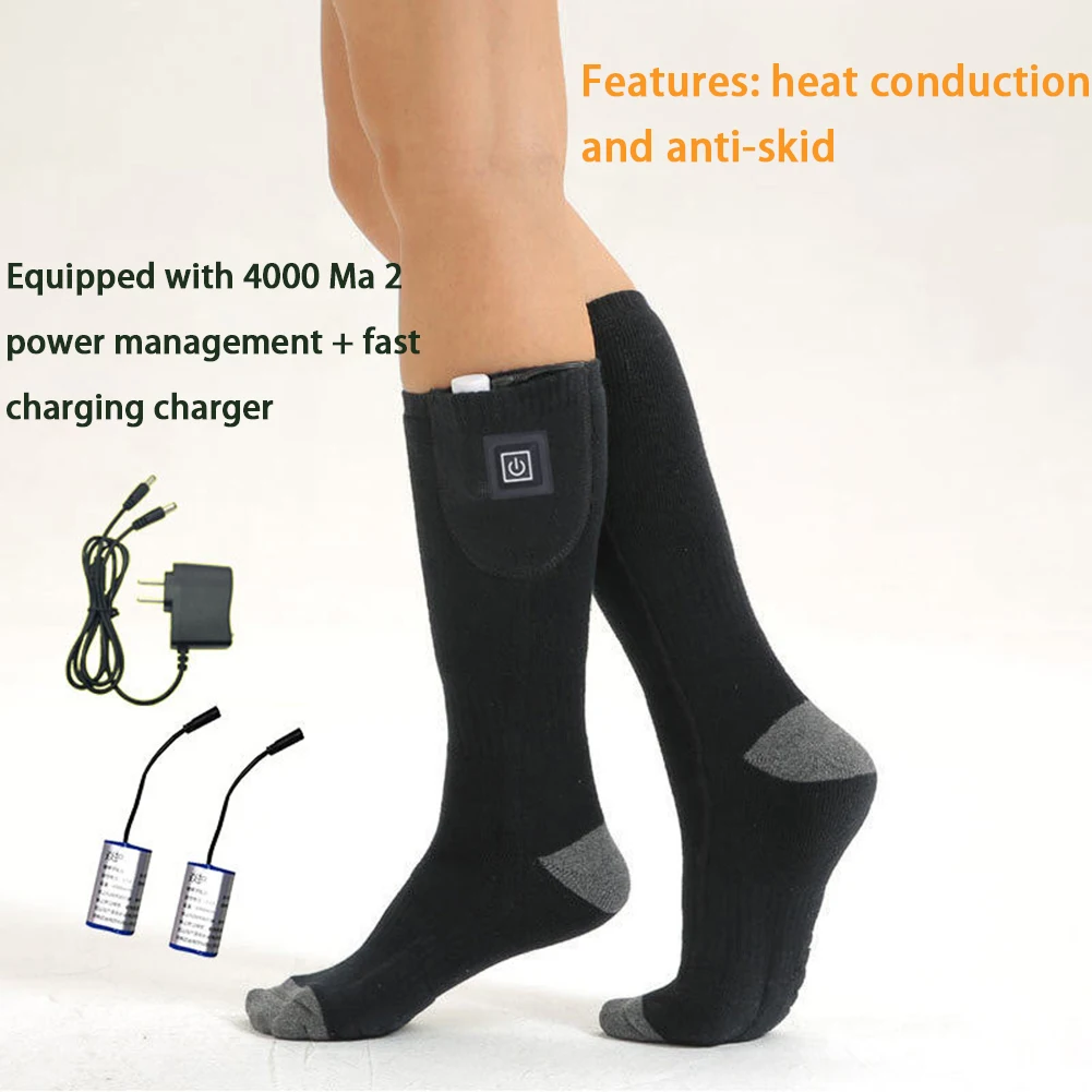 

Electric Heated Socks Battery Powered Winter Warm Thermal Socks 1/3 Gear Warm Winter Socks Anti Slip for Cycling Camping Skating