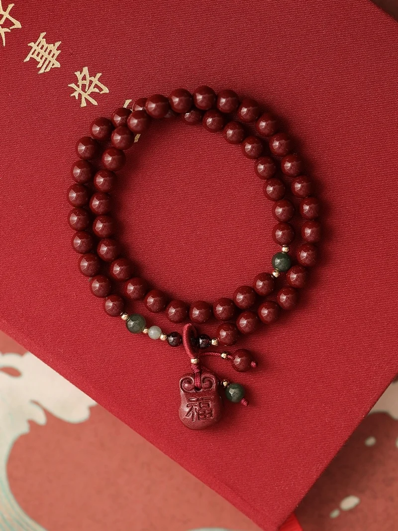 Pulsera de Arena de oro púrpura de cinabrio de alto contenido Natural, brazalete de oso de transferencia de hebilla, este año de vida, círculo múltiple