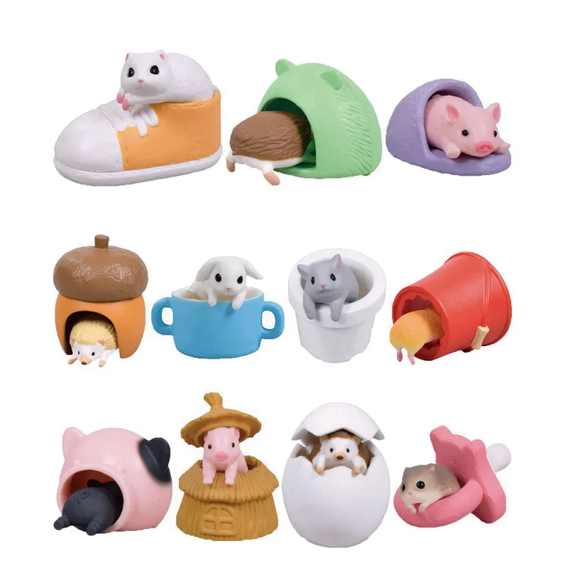 

TARLIN Kawaii Cute Original Gashapon Figure Anime Pet Houses Animal Bunny Hamster Hedgehog Miniature Items Figurine Capsule Toy