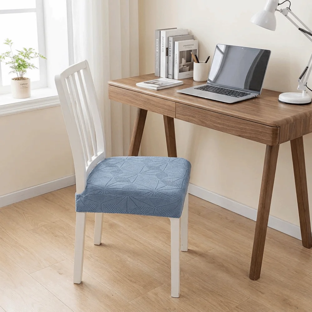Elastic Jacquard Dining Chair Cover Polyester Non-Slip Chair Seat Case Six Pointed Star Pattern Removable Chair Slipcovers