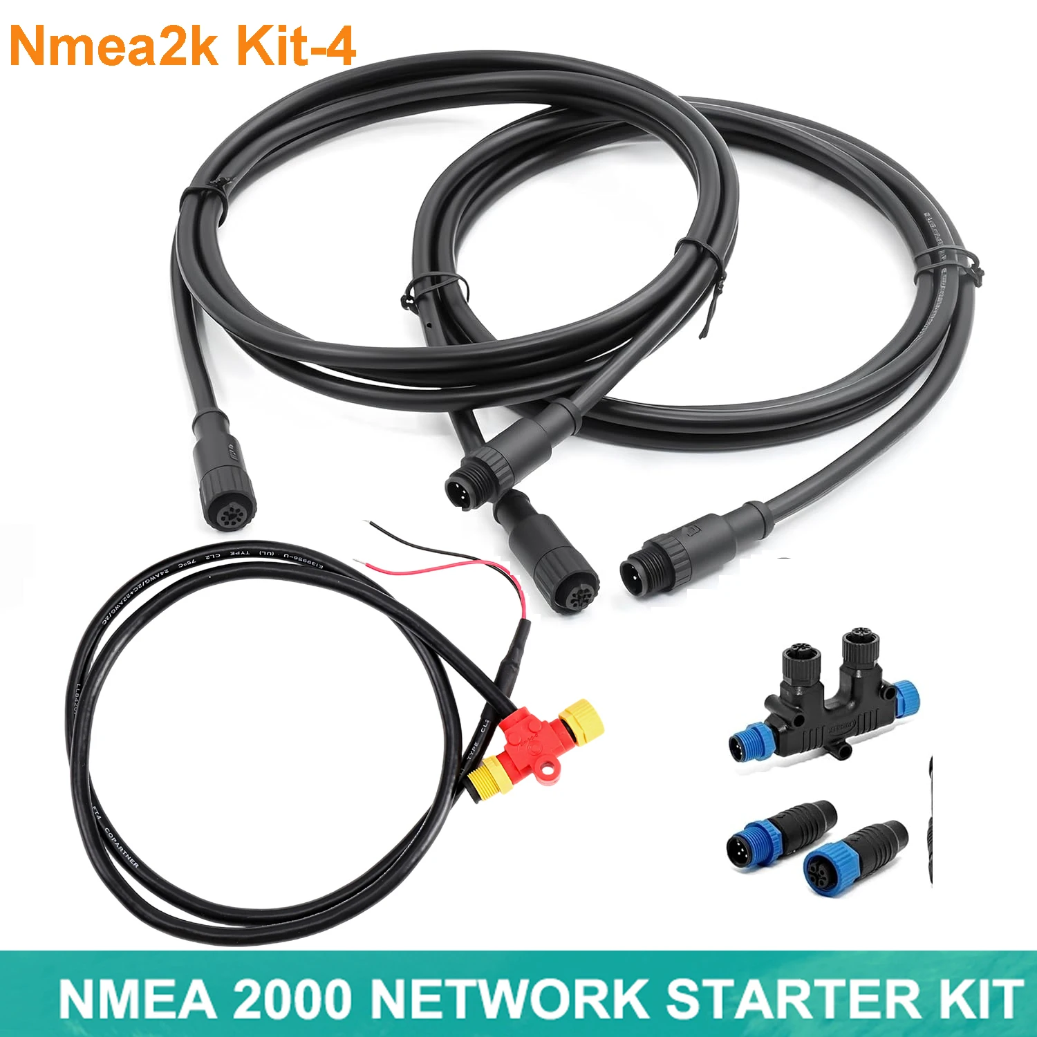 Matsutec NMEA 2000 Starter Kit, Backbone Drop Cables Dual Tees Kits Terminators Marine 2K Network for Lowrance Simrad Garmin