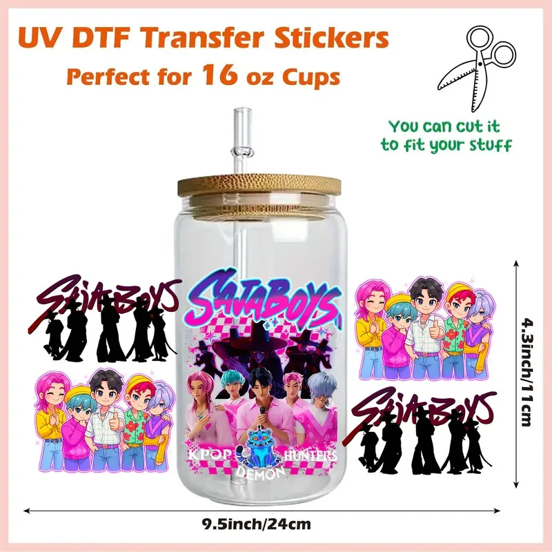 

30 Style Most popular Trendy Kpop Girls Hunters Party DIY Decals 3D transfers uvdtf tumbler seal stickers 16oz uv dtf cup wraps