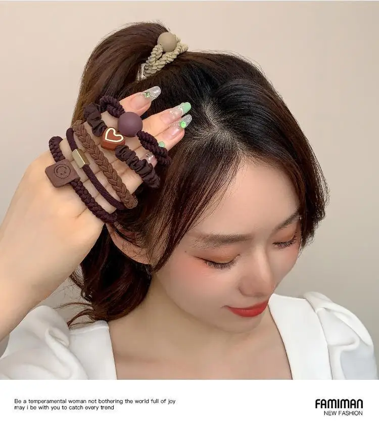 5 قطع من أربطة المرنة الراقية ذات الطراز الجديد مع مظهر بسيط وأنيق ومشابك شعر متينة للغاية وربطات شعر #6