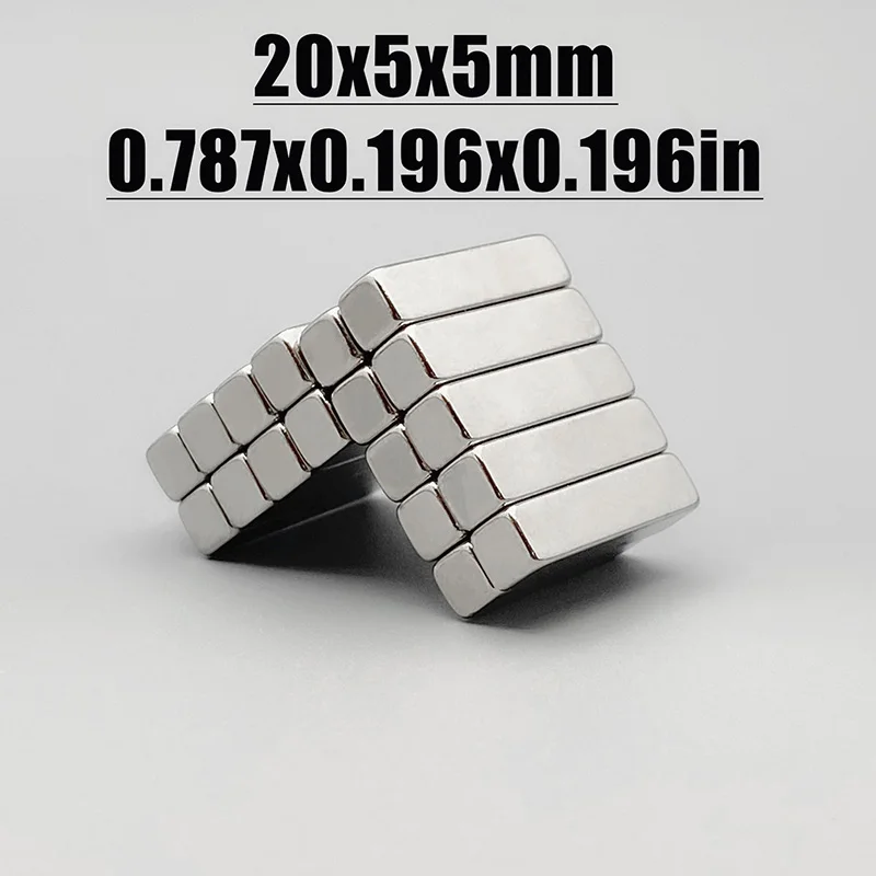 2-300pcs 20x5x5mm Magnet Neodymium Magnet N35 NdfeB Permanent Magnetic Imanes Magnets square Shape 20*5*5 Magnet Accessory