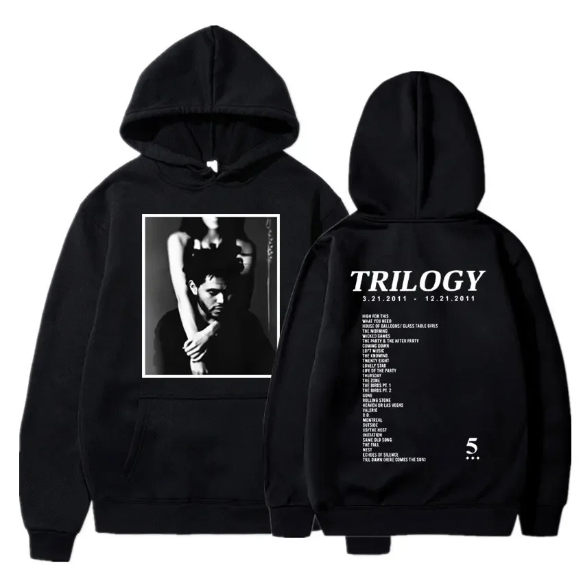 Moletom de manga comprida masculino e feminino, streetwear com capuz masculino, álbum de música trilogia The Weeknd, capuz Hip Hop, estética casual