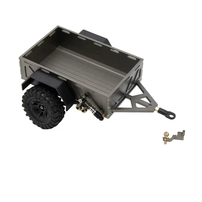 CNC Aluminum 1/18 Utility Trailer with Hitch Mount for RC Crawler TRX4M Bronco Defender Scale Accessories