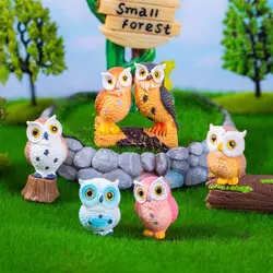 Cute Simulation Owl Miniature Figurine Mini Owl Desktop Small Ornaments Home Garden Moss Micro Landscape Decoration Resin Crafts