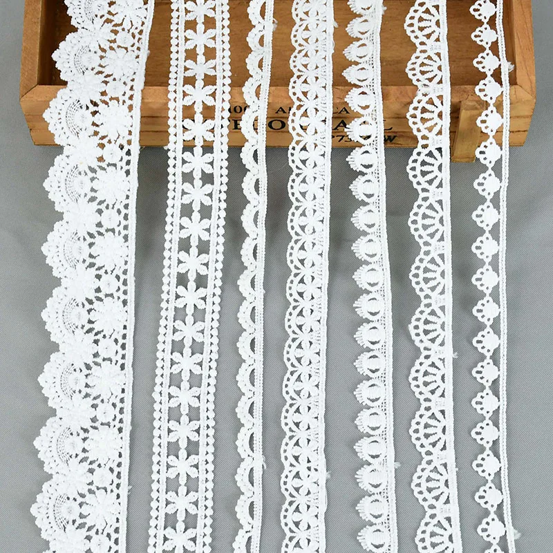 5yard White Lace Trim Ribbon Cotton Embroidered Lace Fabric For Handmade Sewing Clothes Accessories Crafts Wedding Gift Wrapping