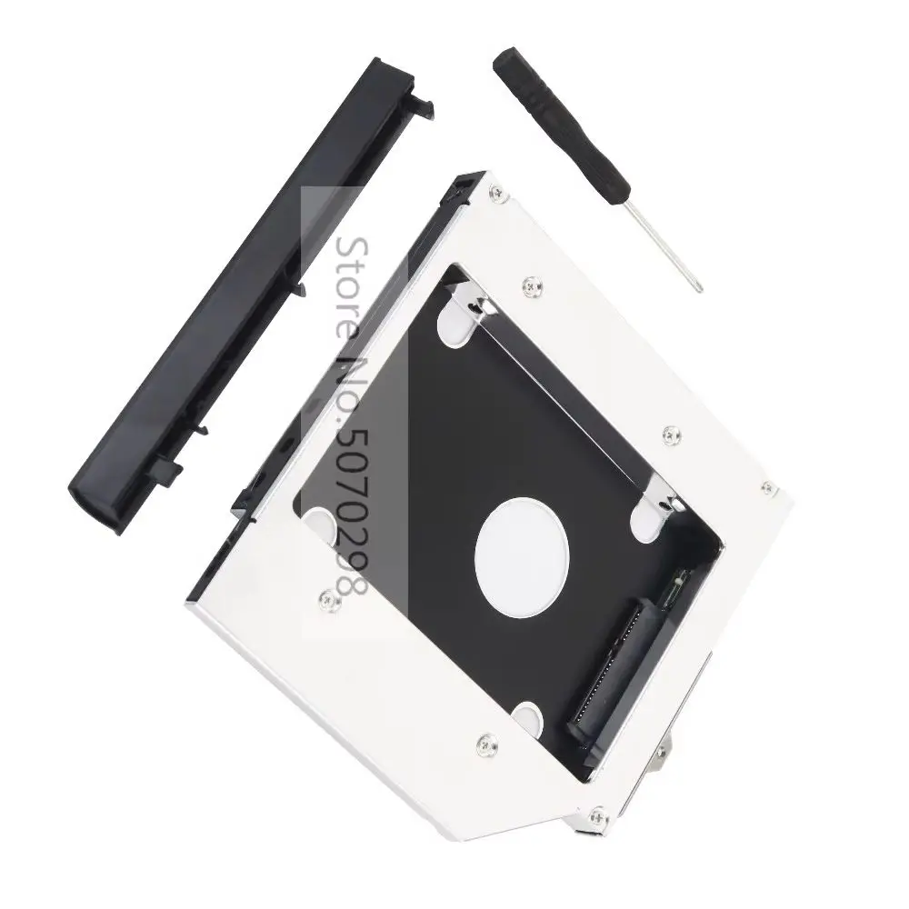 Con cubierta de bisel gancho trasero segundo disco duro SATA HDD bandeja de soporte Caddy para HP ProBook 6440b 6445b 6450b 6455b 6550b