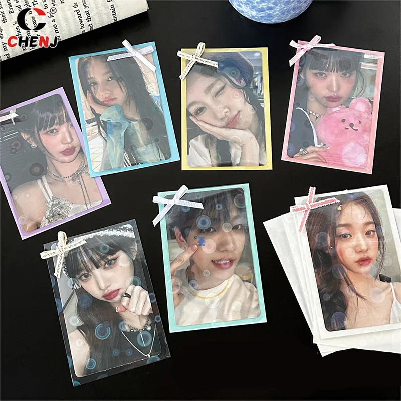 10Pcs Cartoon Album Colorful Photo Card Holder Photocard Sleeves Photo Anti-scratch Card Protective Case Train Ticket Card Album