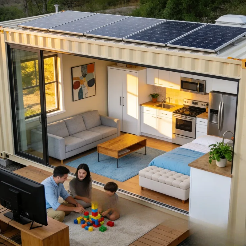 Quick Assemble Foldable Prefab House with Motor Weatherproof for Camp Resort Construction Site Office Use