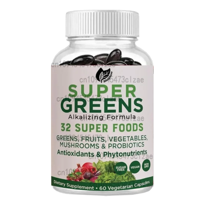 Super Green Capsules, Whole Foods Supplements, Dietary Supplements, 32 Superfoods -60 Capsules
