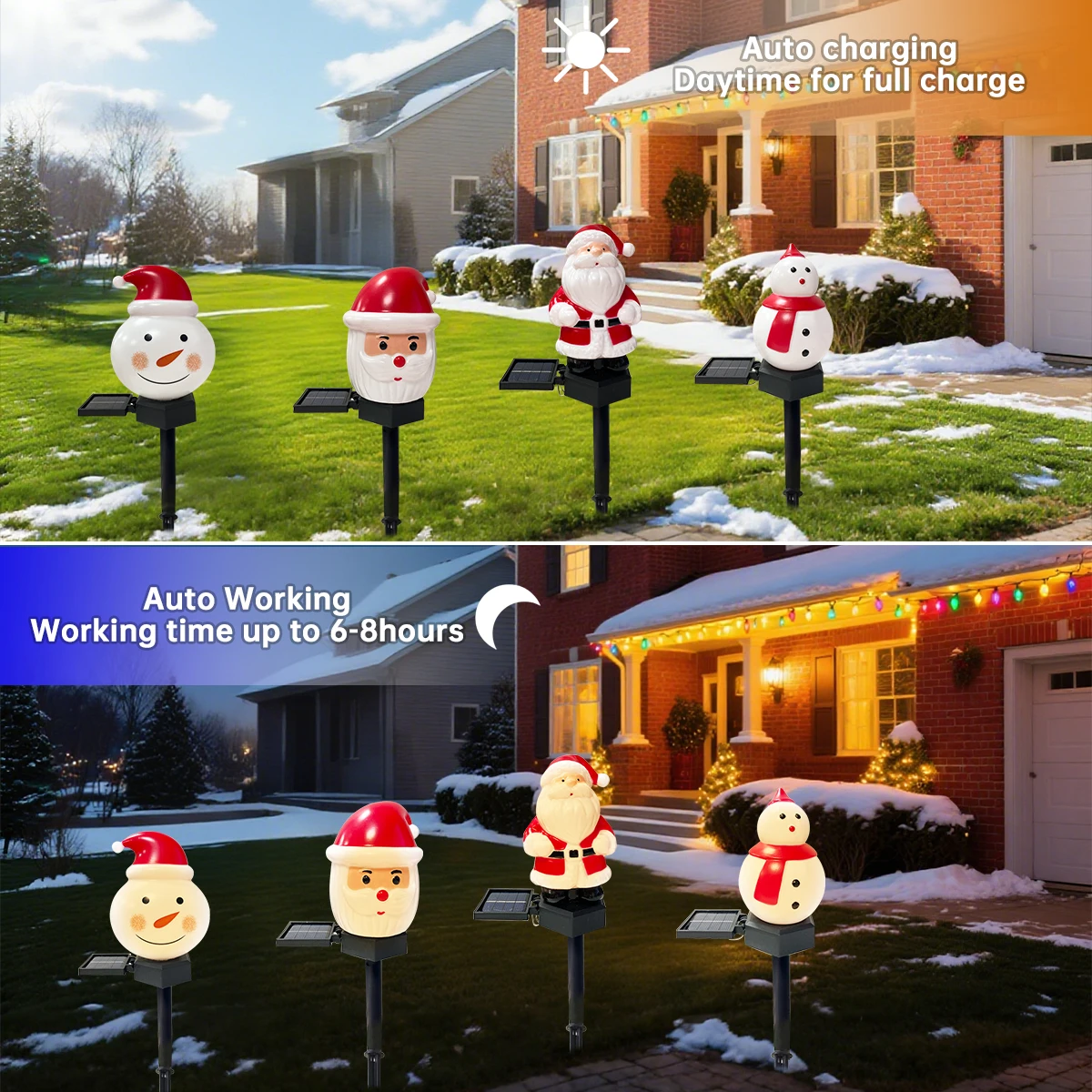 1 قطعة عيد الميلاد ثلج وسانتا كلوز أضواء المسار في الهواء الطلق مقاوم للماء مصابيح إضاءة للمناظر الطبيعية لمسار حديقة ساحة فناء عيد الميلاد ديكور