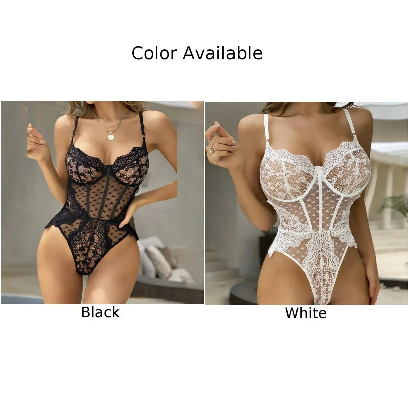 Lace See Though Teddy Backless Nightwear Women Sexy Lingerie Bodysuit Clubwear Hollow Breathable Jumpsuit Erotic Female Costumes