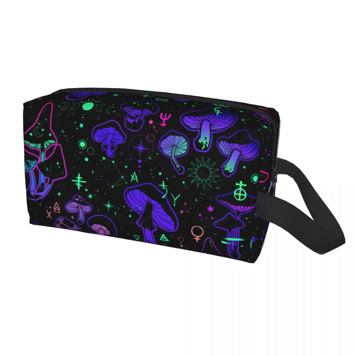 Magic Mushroom Trippy Psychedelic Neon Pastel Goth Cosmetic Bag Women Large Capacity Makeup Case Beauty Storage Toiletry Bags view 5