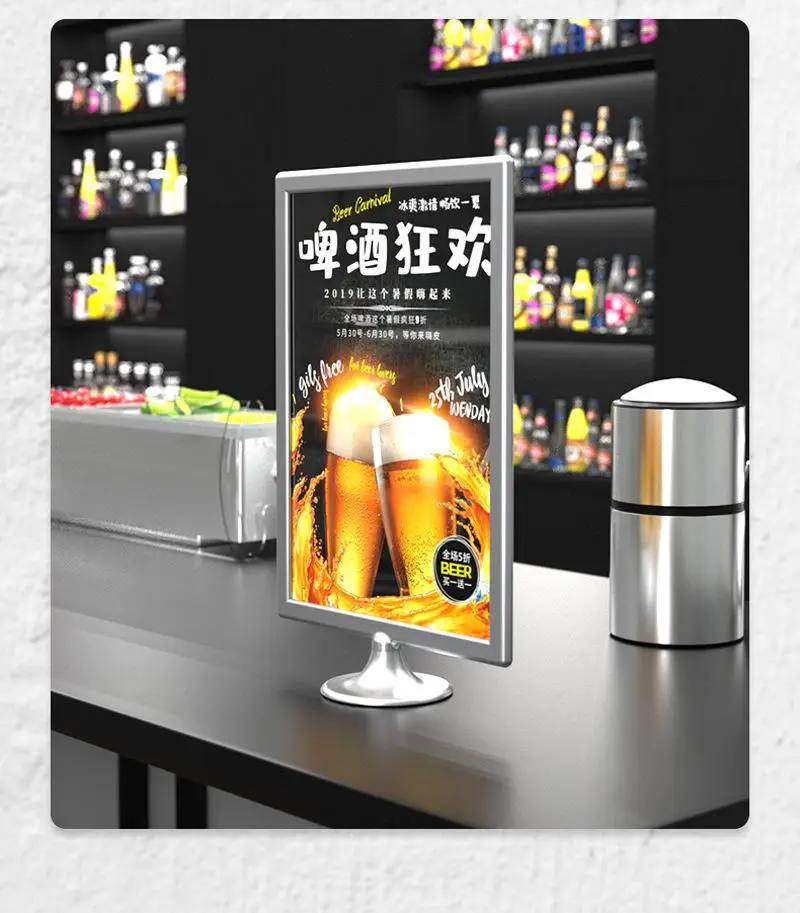 1Pc A4 Tabletop Vertical Type Menu Poster Display Stand Restaurant Promotional Publicize Advertising Plastic Sign Card