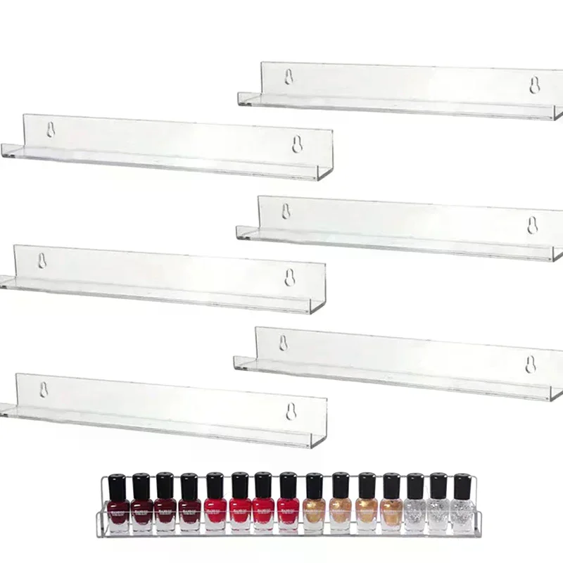 Nail Polish Rack Wall Mounted Lipstick Nail Polish Bottle Holder Organizer Nail Paint Display Stand Shelf With Screws Acrylic