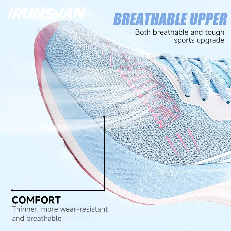 IRUNSVAN حذاء جري شبكي مريح وجيد التهوية في الهواء الطلق من النايلون للتدريب على الماراثون حذاء رياضي للجنسين