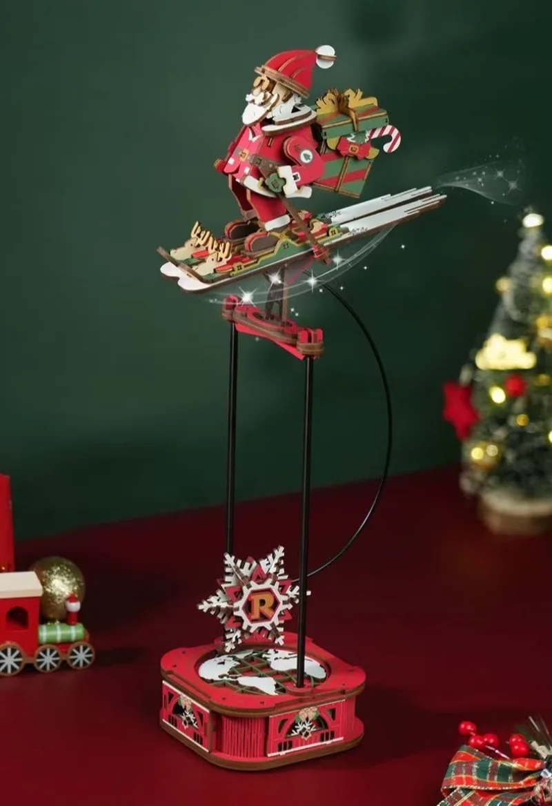 Robotime Santa on Sleigh Gravity Pendulum 3D Wooden Puzzle Perpetual Motion Toy Swinging Desk Decor Unique Christmas Gift