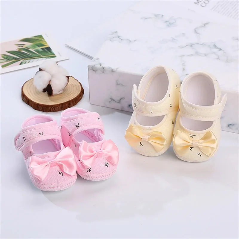 Baby Girl Shoes Newborn Baby Girls Sock Shoes Anti-Slip Soft Sole First Walkers Toddler Kids Cotton Baptism Shoes 3 6 9 Months