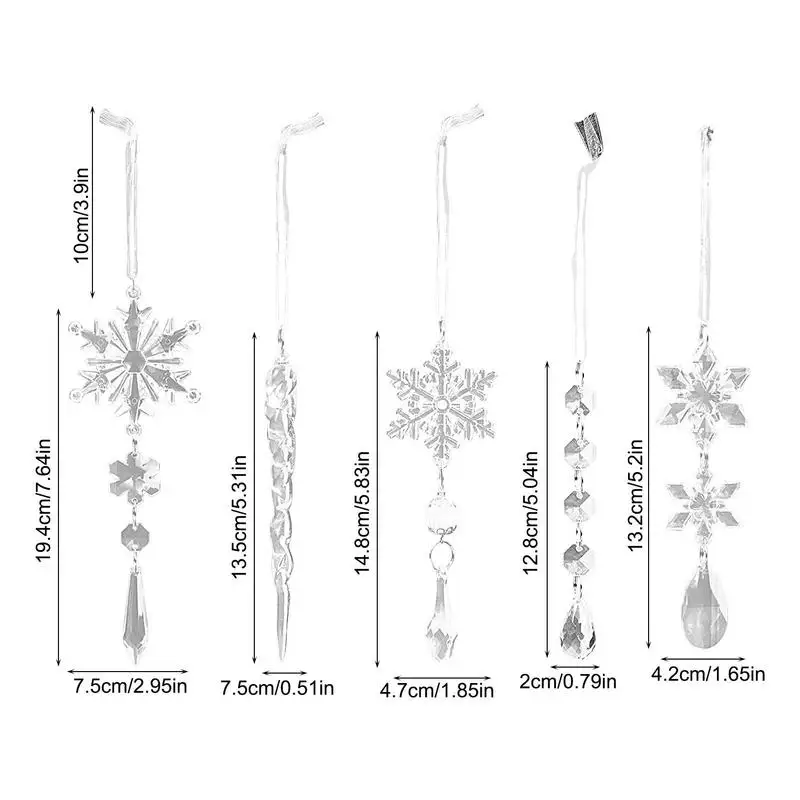 10pcs Clear Icicles For Christmas Tree Acrylic Hanging Ornaments Vivid Snowflake Fake Icicle For Xmas Tree Wedding Party Decors