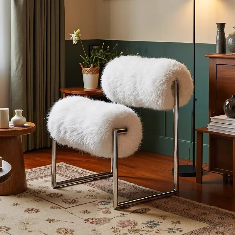 Medieval wool single sofa chair living room bedroom casual dining chair