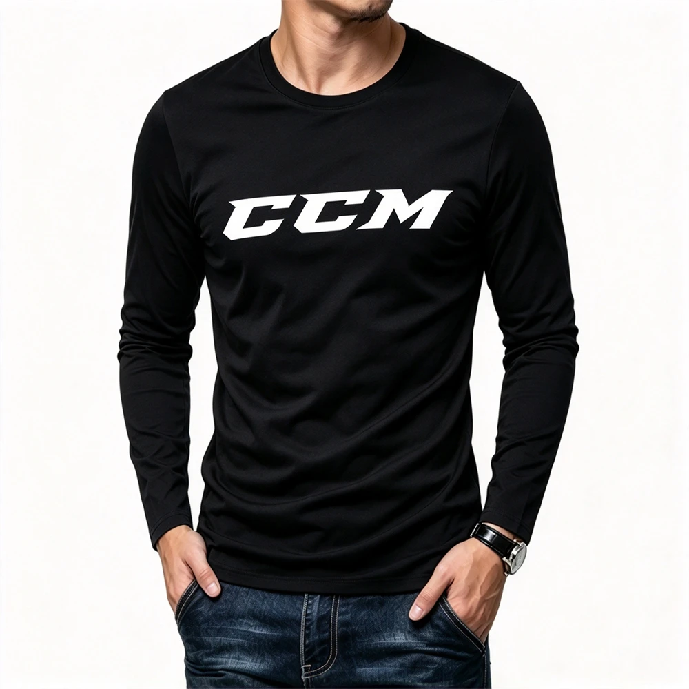 Funny Letter Print Men's Long Sleeve T-shirt Autumn Casual O-neck Loose Cotton Tops Outdoor Running Sports Tees Fashion Clothing