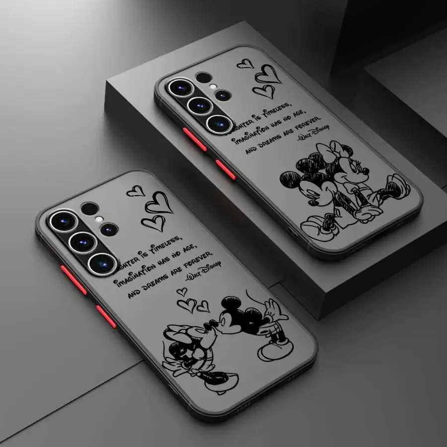 Case for Samsung Galaxy A54 A52 A14 A53 A34 A13 A12 A15 A16 A32 A21s A23 A51 A33 A71 Matte Phone Cover Disney Mickey Minnie Logo