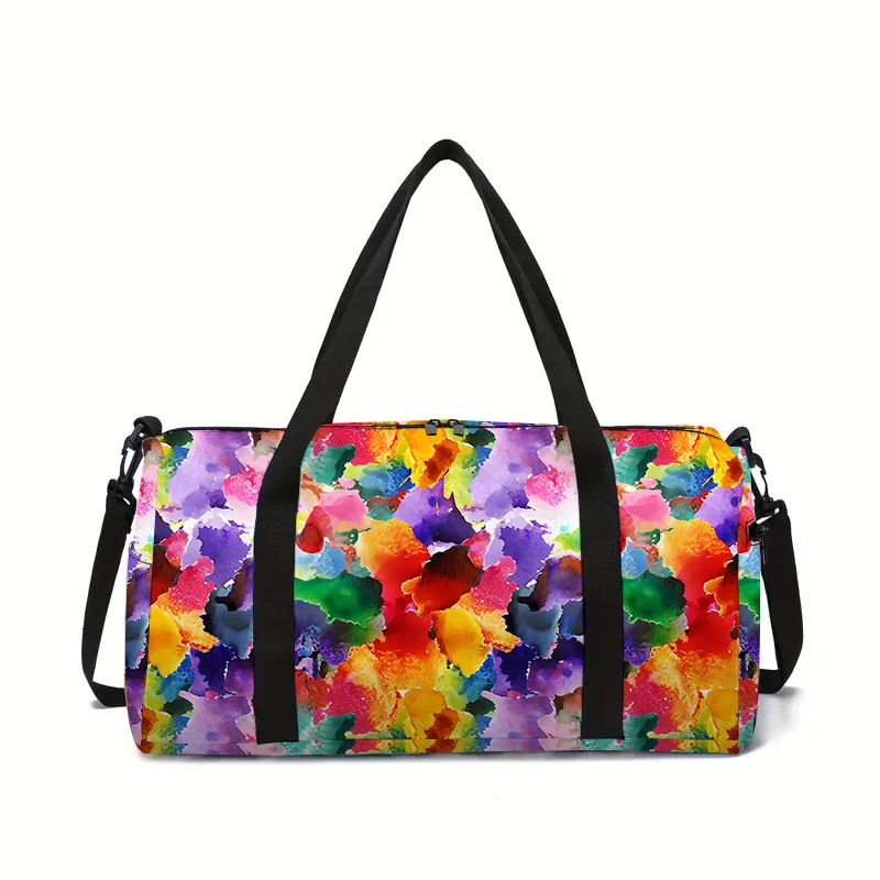 Graffiti Painting Colorful Flowers Large Luggage Bag For Boy And Girls Best Gifts 2D Flat Cartoon Travel Bag For Children