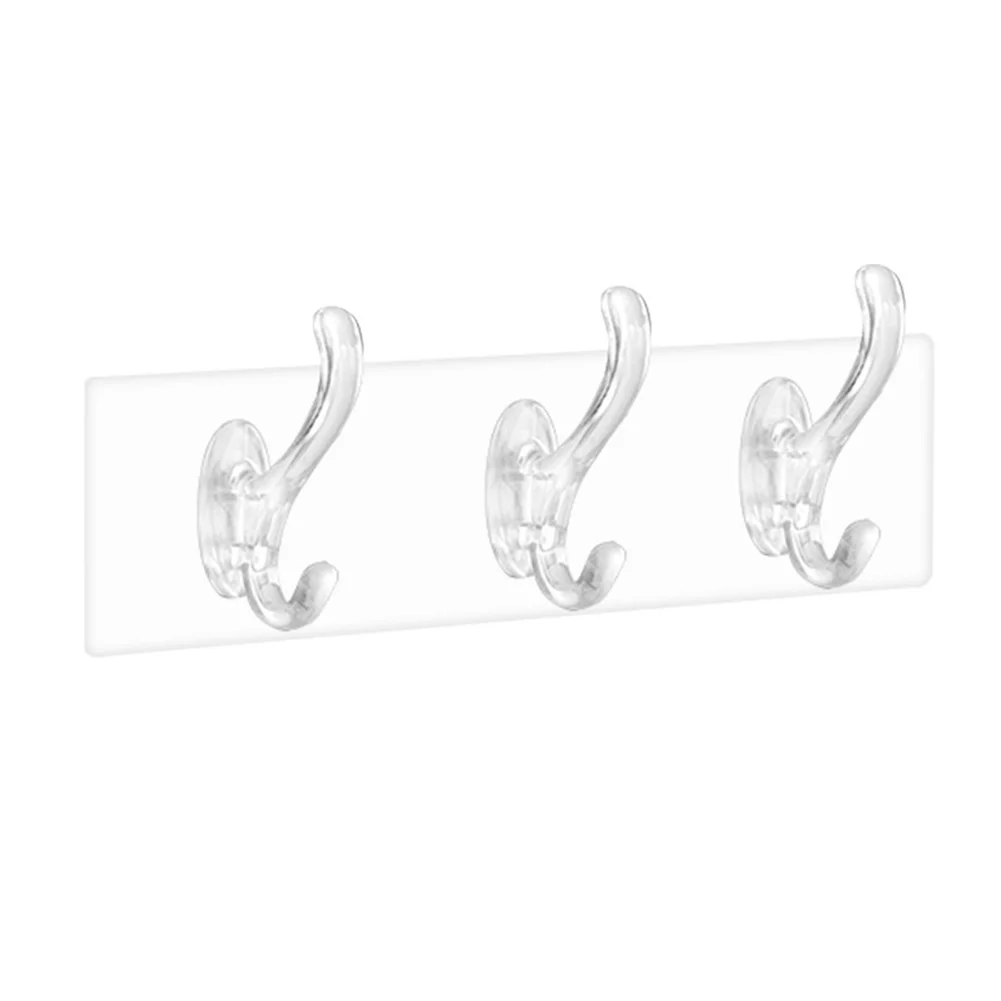 Transparent Adhesive Seamless Wall Hooks Strong Non Marking Sticking Hook Waterproof Oil-proof No Punching Hooks