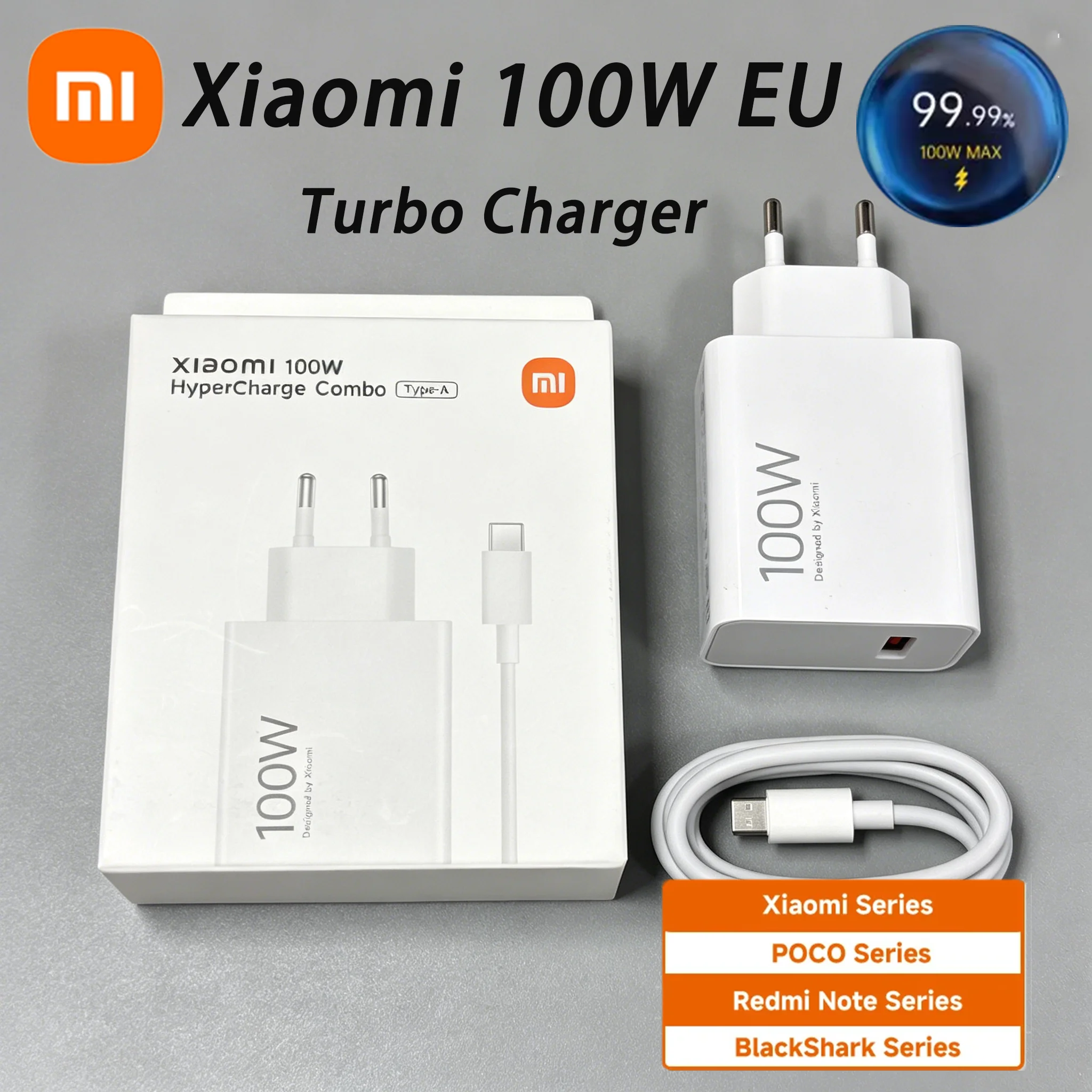 Chargeur rapide Xiaomi Original 100W EU Turbo avec câble USB 1M 6A pour Xiaomi 17 Max POCO X7 X8 F7 F8 Pro Ultra Type C