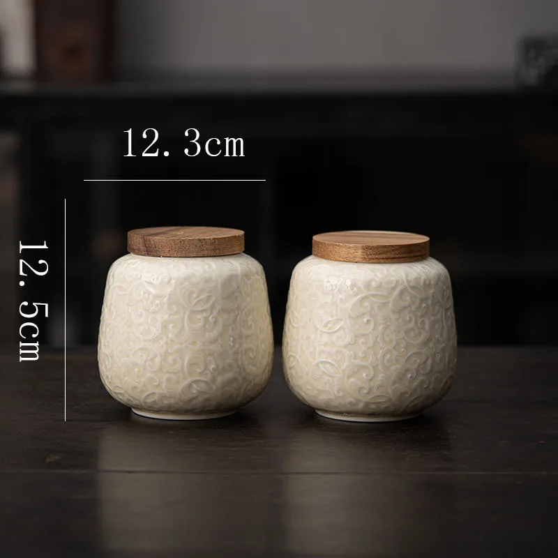 Ceramic Tea Jar Vintage Large Capacity Candy Nut Medicinal Herb Sealed Jar Household Portable Jewelry Food Storage Bottle Vase